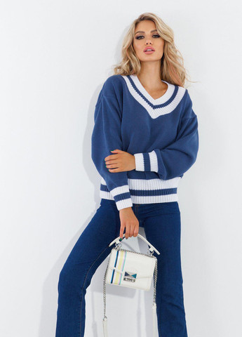 Білий светри светр із обробкою в смужку (111138)110136-820 Lemanta