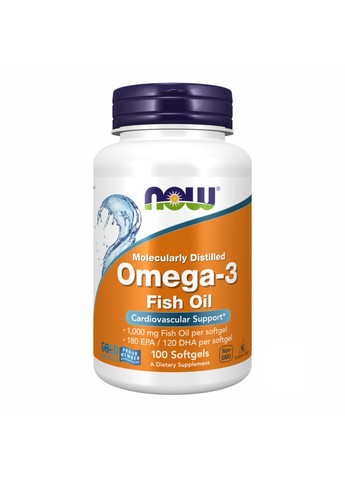 Молекулярно Дистиллированная Омега 3 Omega-3 1000 мг Now Foods (271822965)