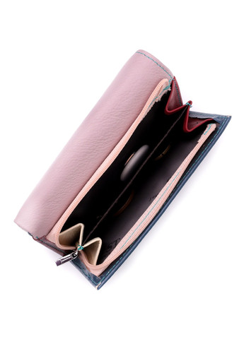 Практичний жіночий гаманець у три складання з натуральної шкіри 19445 Різнокольоровий st leather (277980508)