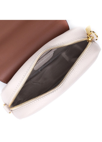 Красива сумка жіноча з клапаном з натуральної шкіри 22431 Біла Vintage (276457495)