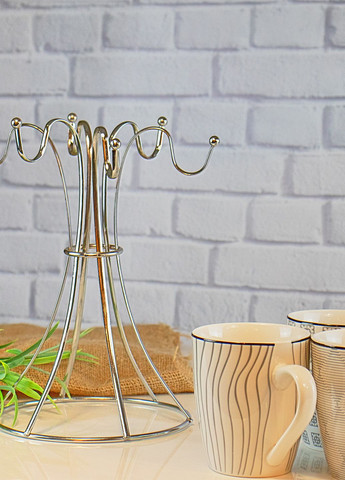 Стойка для чашек подставка сушилка для кружек на 6 крючков из нержавеющей стали H 25 cm Kitchen Master (266701754)