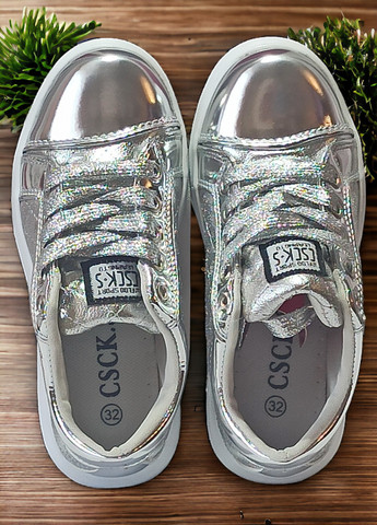 Серебряные демисезонные кроссовки детские для девочки 3050 csck. s CSCK.S
