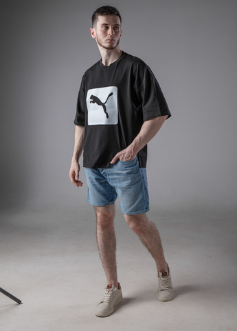Чорна стильна оверсайз футболка з лого puma Vakko