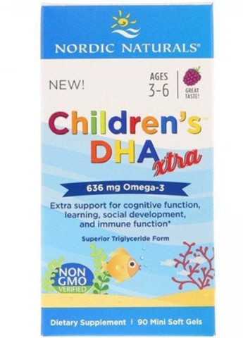 Children's DHA Xtra 636 mg 90 Mini Soft Gels Berries Nordic Naturals (256719699)