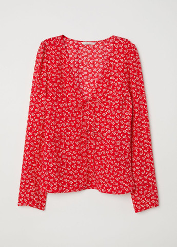 Красная блуза демисезон,красный в белые узоры, H&M