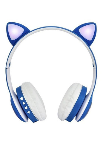 Навушники бездротові Cat Ear VZV-23M Bluetooth з RGB підсвіткою і котячими вушками Сині No Brand (276525861)