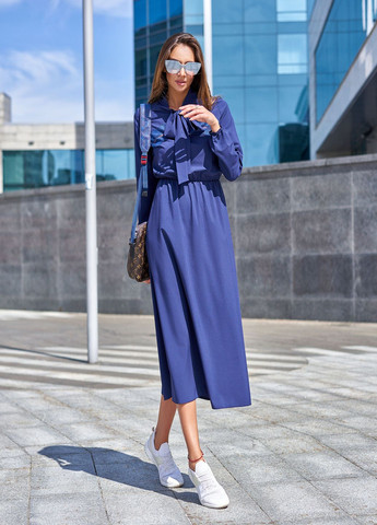 Темно-синее повседневный платье мили Jadone Fashion однотонное