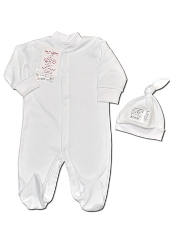 Белый демисезонный комплект одежды для малыша человечек + чепчик колпак №3 тм колекция капитошка белый Родовик комплект