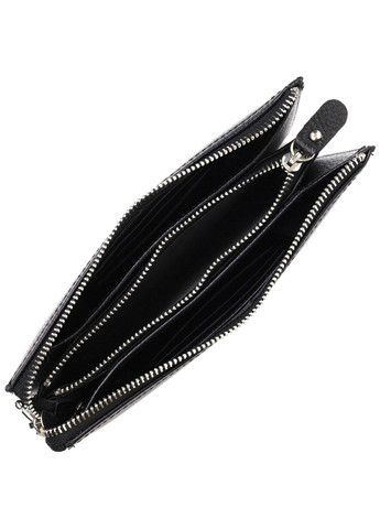 Цікавий клатч на два відділення з натуральної шкіри флотар 22047 Чорний Bond (262157971)