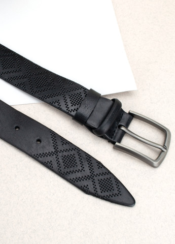 Ремень мужской кожаный -3556 (120 см) черный с вышиванкой JK (264021540)