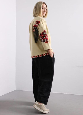 Кашемировий жакет вишиванка на завязках бежевий No Brand (269693762)