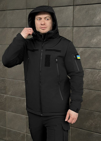 Чорна демісезонна куртка motive із липучками чорний Pobedov