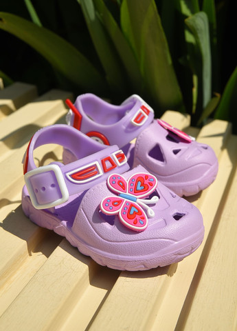 Сиреневые пляжные сандали детские пена для девочки сиреневого цвета Let's Shop с ремешком