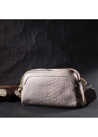 Невелика прямокутна сумка на два відділення з натуральної шкіри 22357 Біла Vintage (276457632)