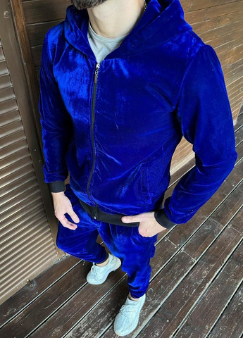 Велюровий спортивний костюм синього кольору No Brand (262089553)