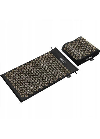 Коврик акупунктурный с подушкой Ergo Mat Аппликатор Кузнецова 4FJ0381 Black/Gold 4FIZJO (259180276)