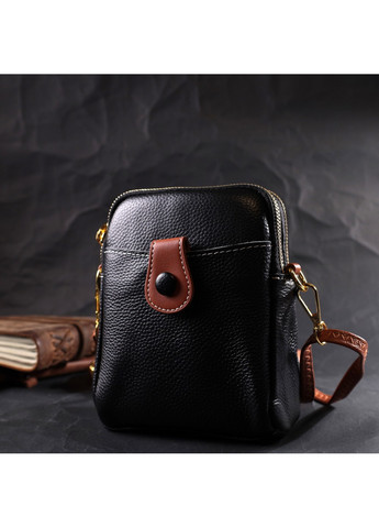 Удобная сумка трапеция для женщин из натуральной кожи 22269 Черная Vintage (276461704)