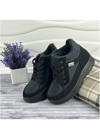 Черные жiночi черевики короткi на шнурiвцi progres е-0014505-10 чорнi No Brand