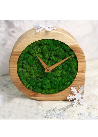 Годинник настільний фігурний фігурний компактний стильний зі стабілізованим мохом із дерева 15х15х4 см (475776-Prob) Unbranded (271125333)