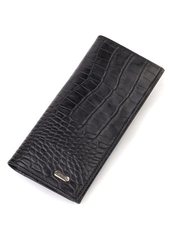 Привлекательный вертикальный мужской бумажник из натуральной кожи с тиснением под крокодила 21896 Черный Canpellini (259873982)