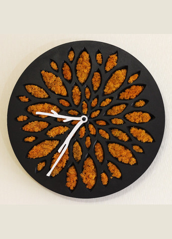 Часы настенные стильные практичные универсальные круглые со стабилизированным мхом из дерева 40х40х3.2 см (475778-Prob) Черные Unbranded (271140874)