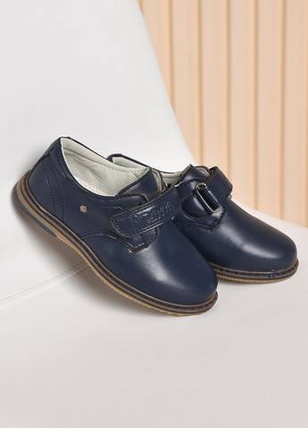 Темно-синие туфли детские для мальчика темно-синего цвета на липучке Let's Shop