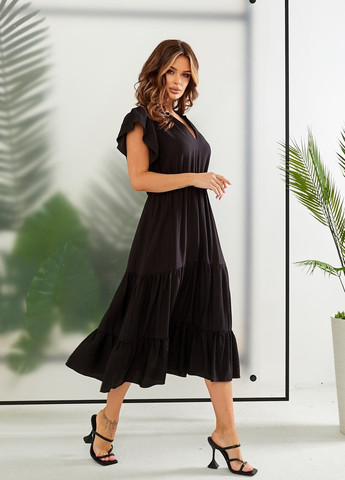 Чорна жіноча сукня міді колір чорний 435746 New Trend
