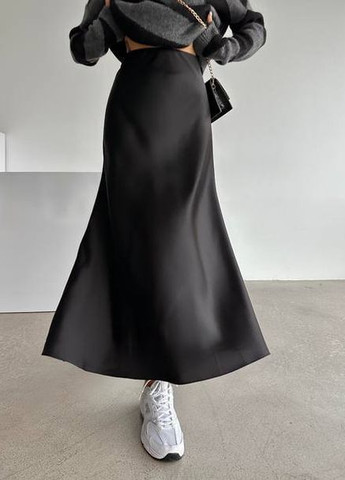 Черная повседневный однотонная юбка Garna клешированная