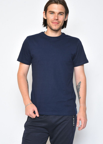 Темно-синя футболка чоловіча темно-синього кольору Let's Shop