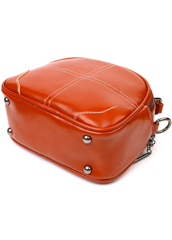 Удобная глянцевая сумка на плечо из натуральной кожи 22129 Коричневая Vintage (260359792)