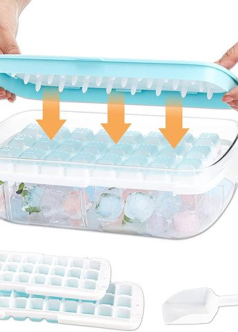 Лоток для заморозки 48 кубиков льда с крышкой, выталкивателем, корзиной и совком 28х12.5х9 см Kitchen Master (274382566)