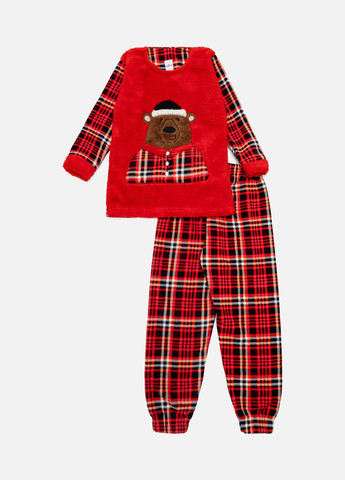 Красная зимняя пижама с длинным рукавом для мальчика цвет красный цб-00235352 LINDROS