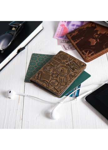 Обкладинка для документів зі шкіри HiArt AD-03 Shabby Olive Let's Go Travel Оливковий Hi Art (268371574)