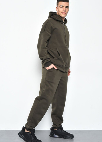 Оливковый (хаки) зимний спортивный костюм мужской на флисе цвета хаки брючный Let's Shop