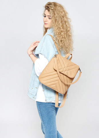 Женский рюкзак-сумка Loft стеганый Бежевый Sambag (259592016)