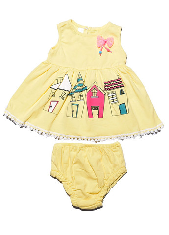 Жовта комплект для немовляти (сукня, шорти ) Kids (276530182)