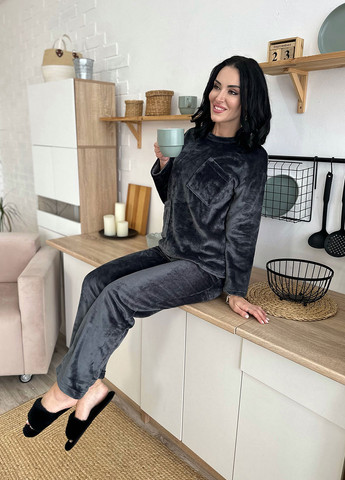 Графитовая всесезон махровый костюм свитшот + брюки Fashion Girl Luci