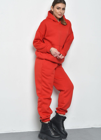 Спортивный костюм женский на флисе красного цвета Let's Shop (271813272)