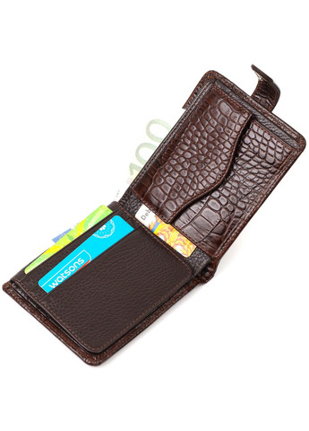 Мужской бумажник из натуральной кожи с тиснением под крокодила 21991 Коричневый Bond (262158740)