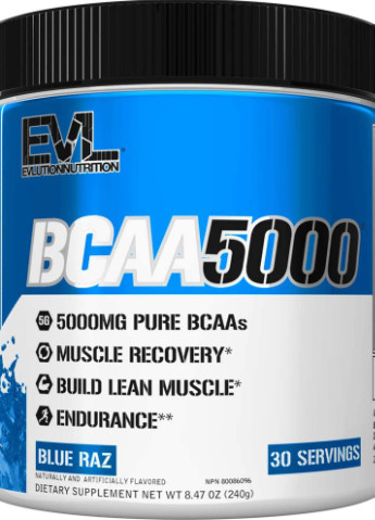 Аминокислоты BCAA 5000 240g (Blue Raz) EVLution Nutrition (256979553)