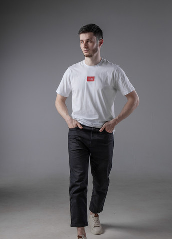 Белая кежуал базова футболка з лого hugo с коротким рукавом Vakko