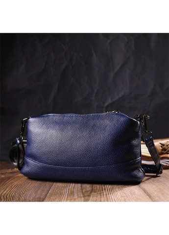 Шикарна сумка на три відділення з натуральної шкіри 22137 Синя Vintage (260360850)
