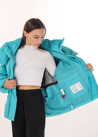 Бирюзовая зимняя куртка женская бирюзовая Clasna