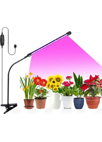 Светодиодная фитолампа фитосветильник габкая для растений рассады USB с таймером 3 цвета подсветки (474420-Prob) Черная Unbranded (258412741)