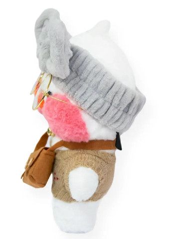 Мягкая детская плюшевая игрушка утка Лалафанфан 30 см в очках (473986-Prob) Белая в свитере с рисунком зонта Unbranded (257080076)