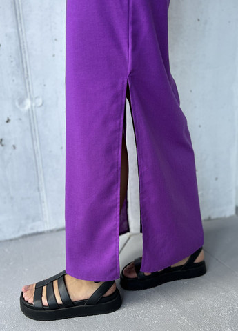 Фиолетовое кэжуал невероятное стильное платье макси с дизайнерской вышивкой в виде мотивов кота INNOE