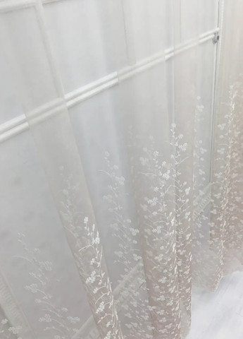 Готовый тюль фатин с вышивкой, градиент бежевый, ширина 250 см, высота 270 см No Brand (259215334)