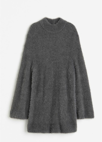 Темно-серое повседневный женское вязаное платье оверсайз н&м (56325) xs темно-серое H&M