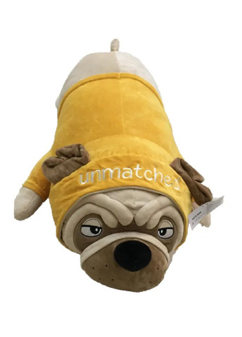 М'яка іграшка обіймашка подушка антистрес довга плюшева собака мопс в одязі 72 см (475886-Prob) З помаранчевою кофтою Unbranded (275068595)