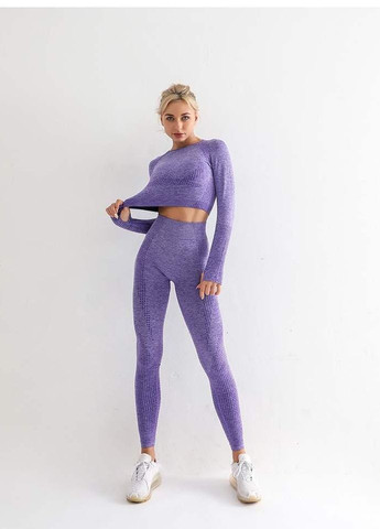 Бесшовный фитнес костюм лосины рашгард фиолетовый No Brand (276004005)